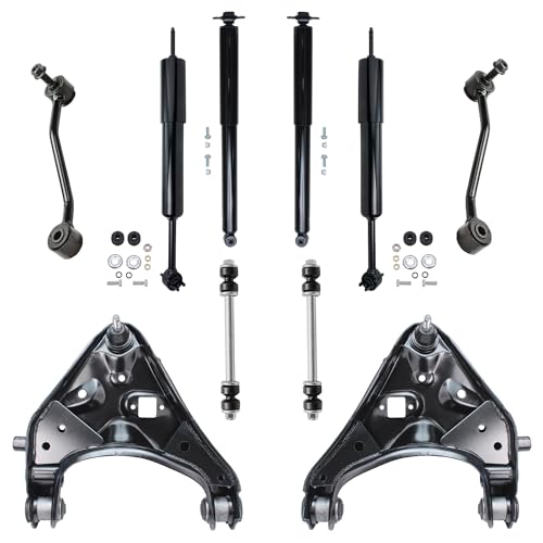 Image of Detroit Axle - 4WD Front End Suspension Kit for 1997-2001 Mercury Mountaineer, 1995-2001 Ford Explorer, Lower Control Arms & Ball Joint Front and Rear Shock Absorbers Sway Bars Replacement - 10pc Set