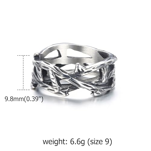 Bague Jésus Couronne d'Épines en Argent Cadeau Bijou Chrétien Homme