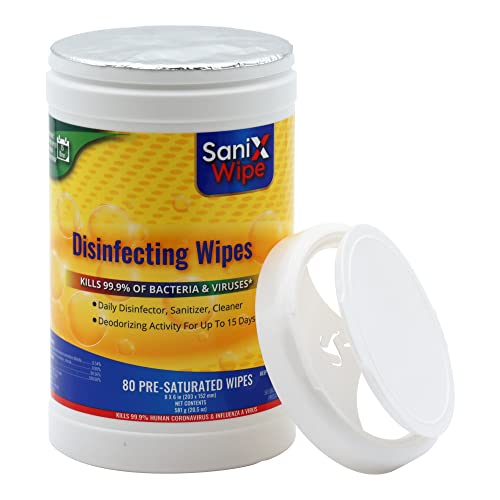 Berryku Sanix Disinfecting Wipes List-N Surface Clean Deodorize 80 Ct/Canister 8-Pack, White, 80 Count Per Canister, 8 Pack, Total 640 Count, Kl-Sx-W80-8 #TOP4