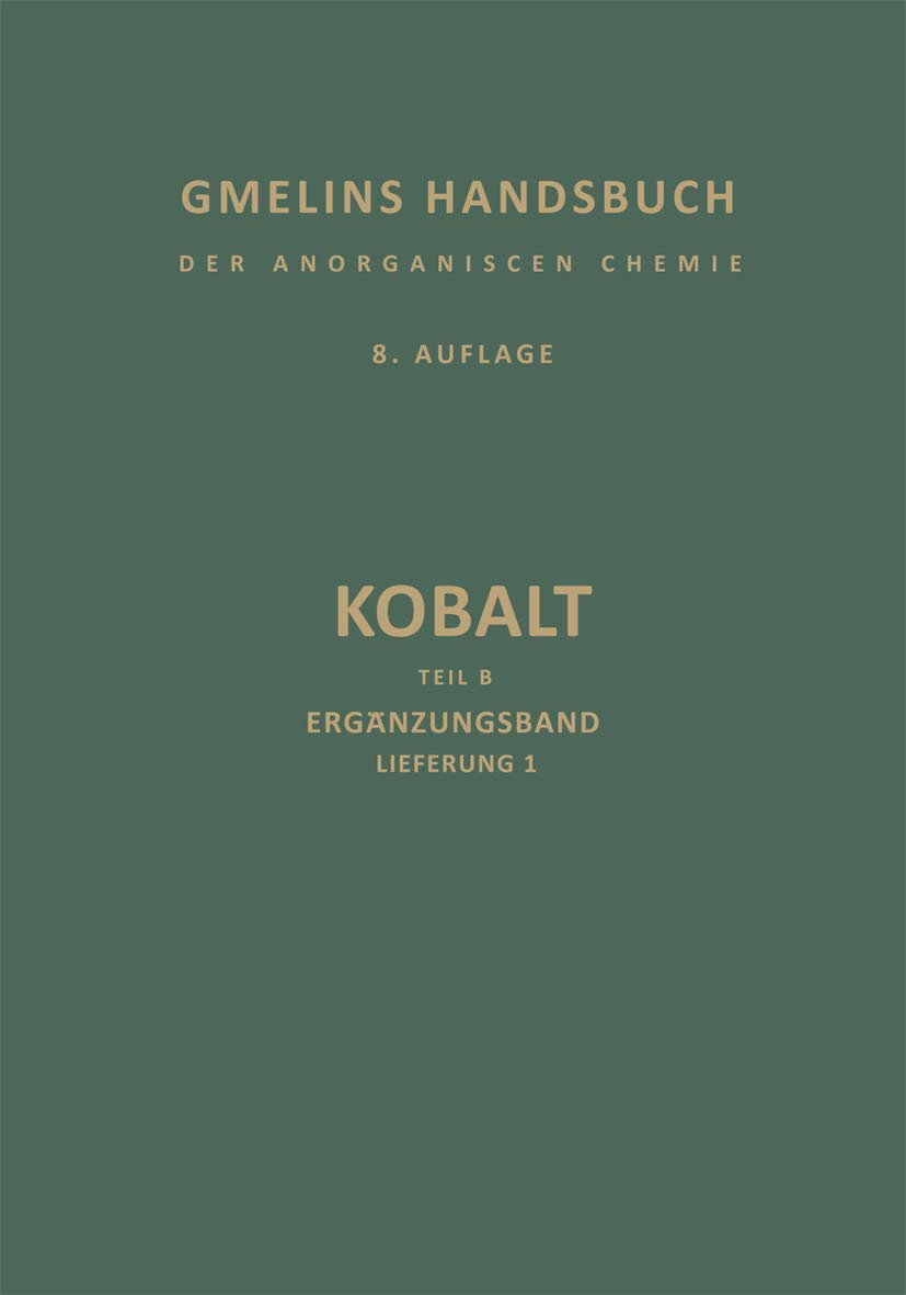 Kobalt: Teil B Erganzungsband Lieferung 1