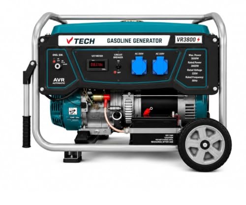 Image of Gasoline Generator | VR3800 3 KVA | 3000W Max Power | Self Start | AVR Technology | 15L Fuel Tank | Air-Cooled Engine | Portable Power Backup for Home, Farm & Construction, 1-Year Engine Warranty