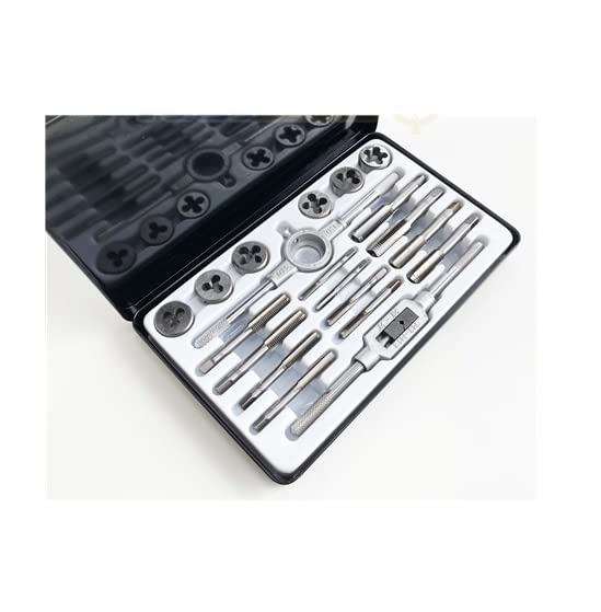 GOOD QUALITY 20pc BSF ALLOY STEEL TAP AND DIE SET IN METAL CASE 3/16" - 1/2" - Image 3