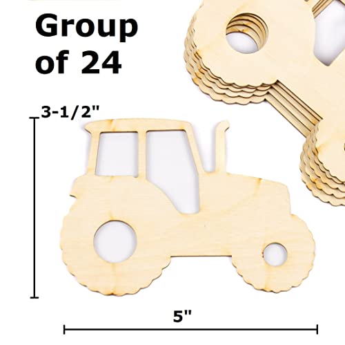 Pack Of 24 Unfinished Wood Farm Tractor Cutouts By Factory Direct Craft - Blank Tractor Wooden Diy Shapes For Scouts, Camps, Vacation Bible School, & Birthday Party Crafts #TOP1