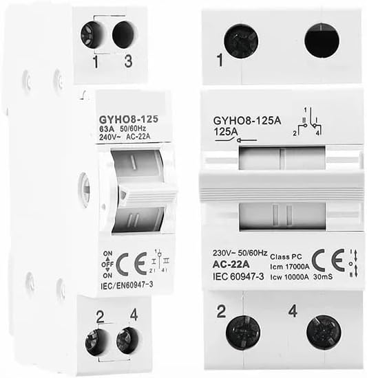 GYHO8 1P 40A 63A 100A 125A MTS Dual Power Manual Transfer Isolating Switch Interlock Circuit Breaker 220V~240VAC(40A)