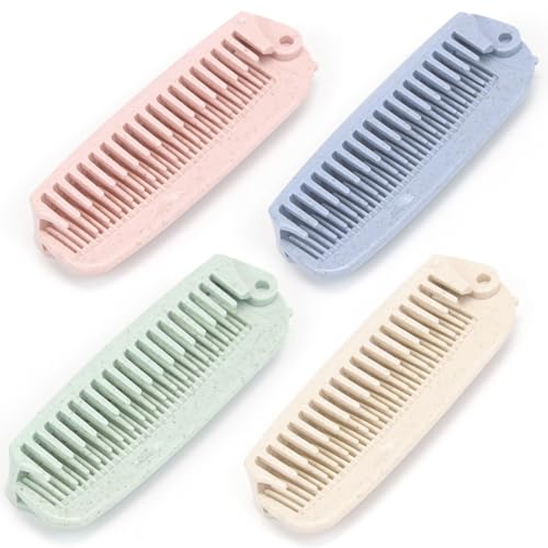 4 PCS Wheat Straw Foldable Hair & Makeup Comb: Portable Eco-Friendly For Men & Women - Perfect for Travel