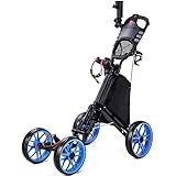 BANIROMAY Upgraded Golf Push Cart, 4 Wheel Lightweight Folding Golf Pull Cart, Collapsible Golf...