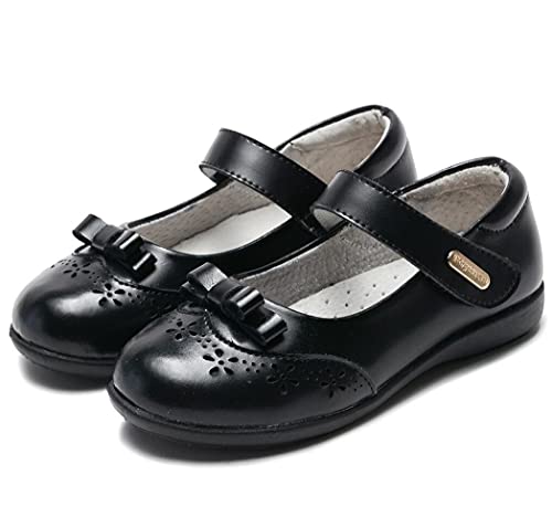 Girl's Mary Jane Flats Black School Uniform Oxfords Strap Princess Dress Shoes with Bow4