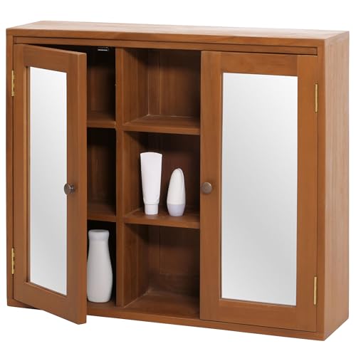 Mendler Teak-Spiegelschrank HWC-M85, Badspiegelschrank, hochwertiges B-Grade-Teak (Kernholz, 20-30 Jahre), 70x80x20cm