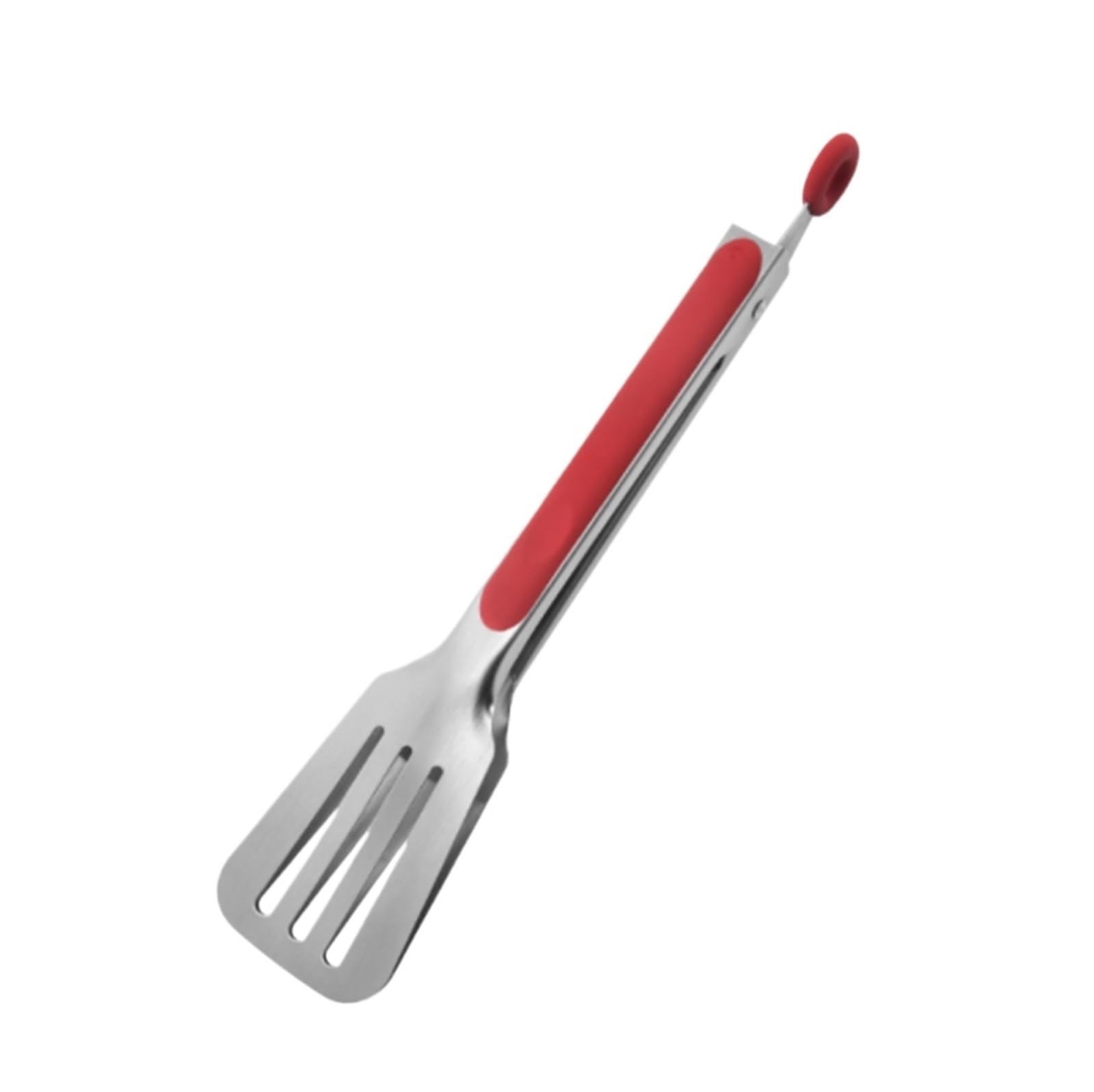 Pinze da cucina, Pinza for griglia con manico in silicone in acciaio inossidabile nero rosso 26-34 cm(Rosso,26cm)