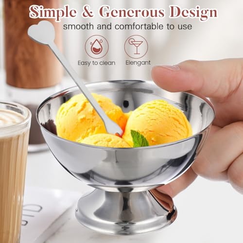 Image of DOITOOL Stainless Steel Salad Cups 3.93X3.93X7.67 Inch Metal Dessert Bowls for Ice Cream Snacks Fruit Serving Set of 3 Reusable Footed Bowls for Home Kitchen