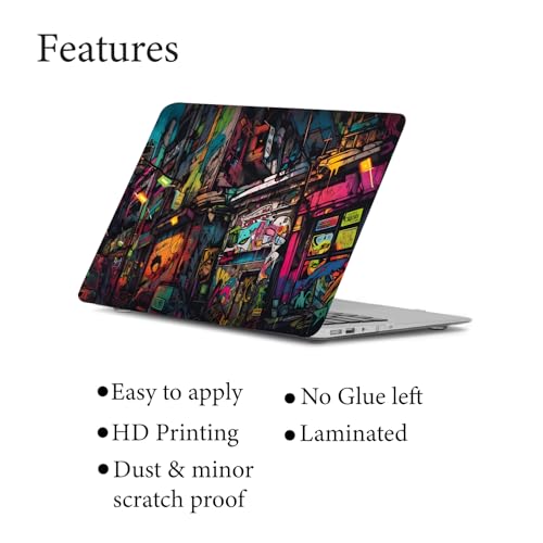 Image of Graffiti Art Laptop Skin Vinyl Stickers Suitable for All Laptop Multicolour Decor Sticker with Trackpad Sticker (L x H 16 x 11 Inch.)