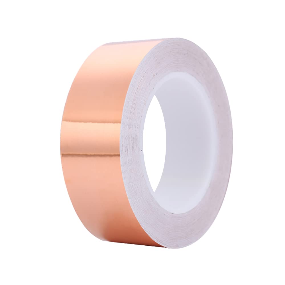 SEIWEI Copper Tape, Copper Foil Tape for Stained Glass, Copper Tape for Slugs Conductive Adhesive, Copper Flashing Conductive Tape for Guitar, EMI Shielding, 35 mmx32 Yards
