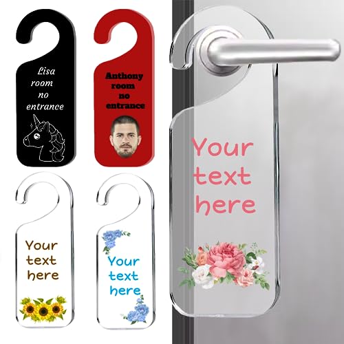 Custom Door Sign Personalized Door Knob Hanger with Your Photo Text, Acrylic Knob Signs for Home Office Clinic Restroom Conference Hotels Hospital Health Care