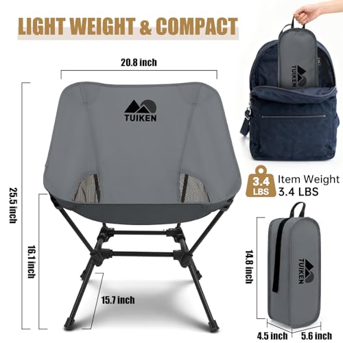 Image of Ultralight Camping Chair Backpacking Chair, Portable Camp Chair with Cup Holder & Storage Bag, Lightweight Compact Folding Chair for Hiking, Travel, Picnic Mountaineering-Grey