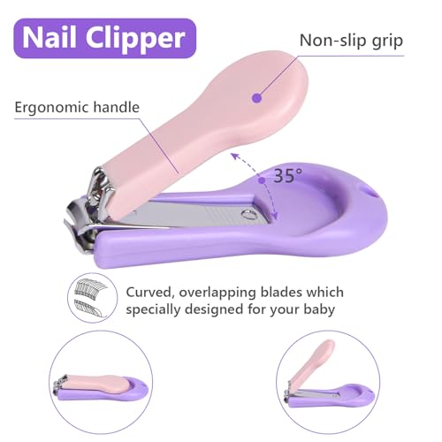 Vicloon Baby Nail Kit, 6Pcs Baby Nail Clippers, Baby Nail Care Tool, Baby Nail Care Set Manicure Set Include Nails Clipper, Rounded Scissor, Earpick, Nail File and Tweezer for Newborn, Infant Toddler - Image 4