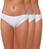 Yenita 3er Set Damen Basic Unterwäsche-Collection, Bikini-Slip, Weiss, Gr. M