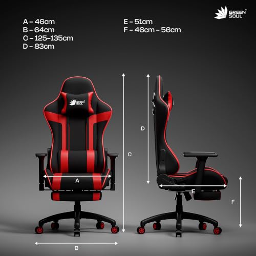 Image of Green Soul Raptor Pro Racing Edition | Ergonomic Gaming Chair with Massager & Legrest | Premium Fabric | 3D Armrest | Adjustable Neck & Lumbar Pillow | 3 Year Warranty (Black & Red)