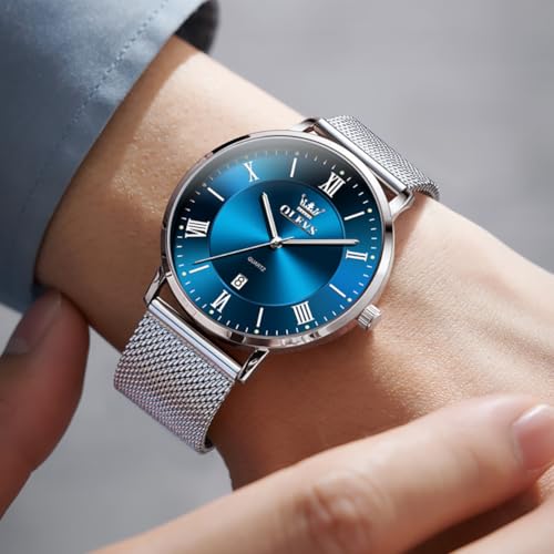 Image of OLEVS Mens Gold Watches Analog Quartz Business Dress Watch Day Date Stainless Steel Classic Luxury Luminous Waterproof Casual Male Wrist Watches