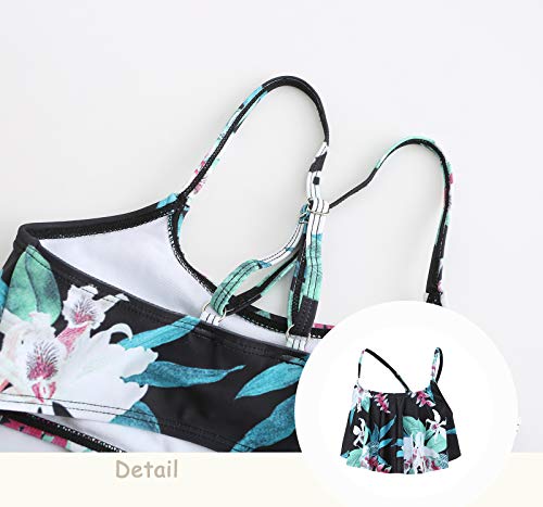 Image of Girls Two Piece Bikini Swimsuits Striped Ruffle Swimwear Falbala Bathing Suit Set
