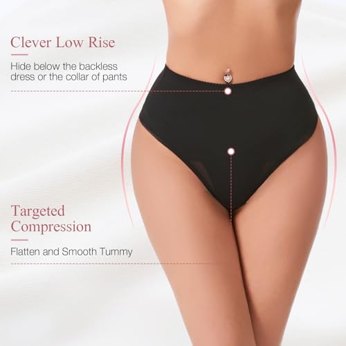 Tummy Control Thong Shapewear Underwear for Women Low Rise Seamless Body Shaper Girdle Compression Panties2