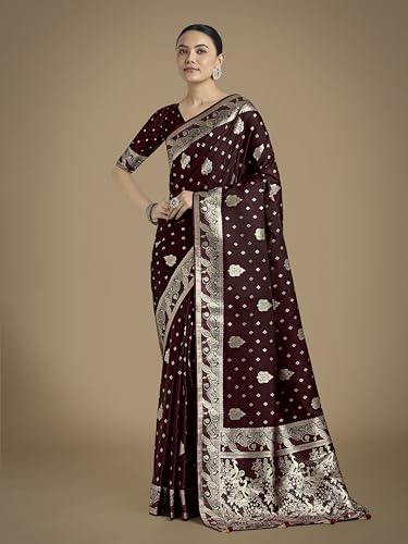 Monjolika Fashion maroon banarasi silk saree – image 2