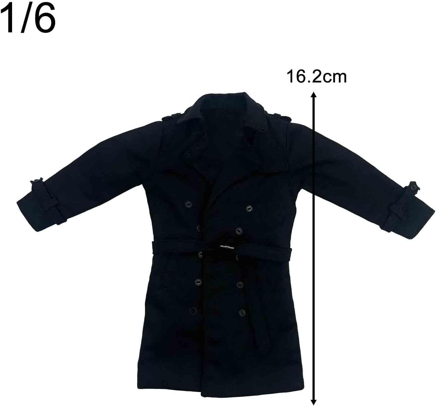 Generic 1/6 Trench Coat for 12in Doll Models, Clothing Accessory , Black