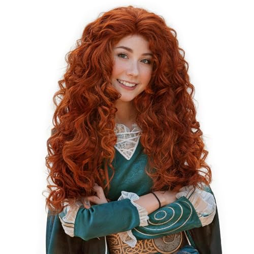 JoneTing 56CM/22nches Long Curly Orange Wig Female Red Curly Wig Women Orange Cosplay Wig for Princess Costume Party Wigs for Halloween Christmas+Wig Cap
