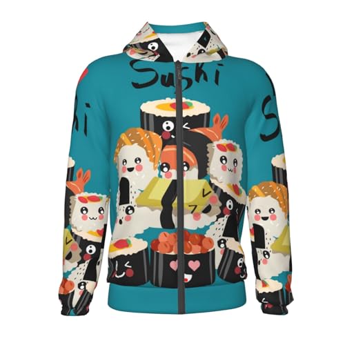 I Love Sushi Kids Pullover Hoodies Boys Zip Up Sweatshirts Girls Athletic Clothes with Pocket2