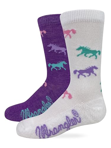 Wrangler Youth Girls Ultra Dri Horse Pattern Crew Socks 2 Pair Pack