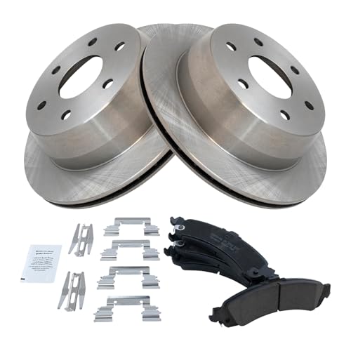 Image of TRQ Rear Brake Pad and Rotor Set Ceramic Compatible with 2000-2001 Chevrolet Suburban 1500 GMC Yukon XL 1500 2003 Sierra 1500
