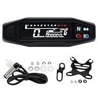 KAOLALI Wasserdicht Motorrad Tachometer 12000 RPM Universal Digital Tachometer mit Ölanzeige und Dual Odometer