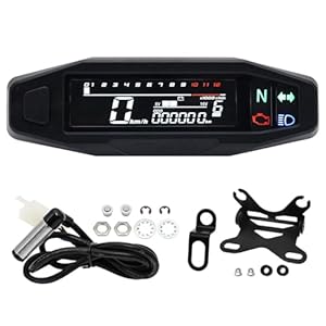 KAOLALI Wasserdicht Motorrad Tachometer 12000 RPM Universal Digital Tachometer mit Ölanzeige und Dual Odometer