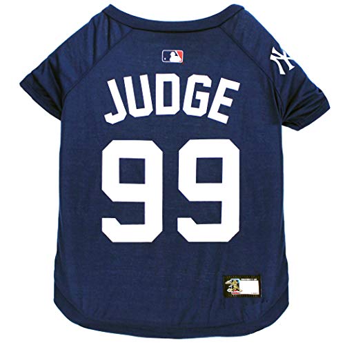 Image of MLBPA Aaron Judge #99 TEE Shirt for Dogs & Cats. MLB New York Yankees Dog T-Shirt, Medium | Sports Dress for Pets | Licensed Sporty Dog Shirt.