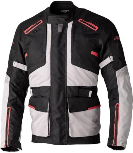 RST Endurance CE Mens Waterproof Textile Touring Motorcycle Jacket (as8, numeric, numeric_42, regular, regular, Black, Silver, Red, 42)