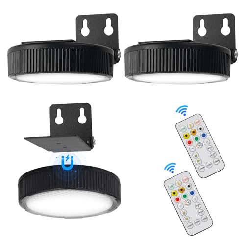 Image of 3 Pack Battery Operated Picture Light, Puck Lights with Remote, Picture Lights for Wall, Picture Frame Lights with 20 Color Changing, Wireless Magnetic Art Light for Accent, Paintings-Black