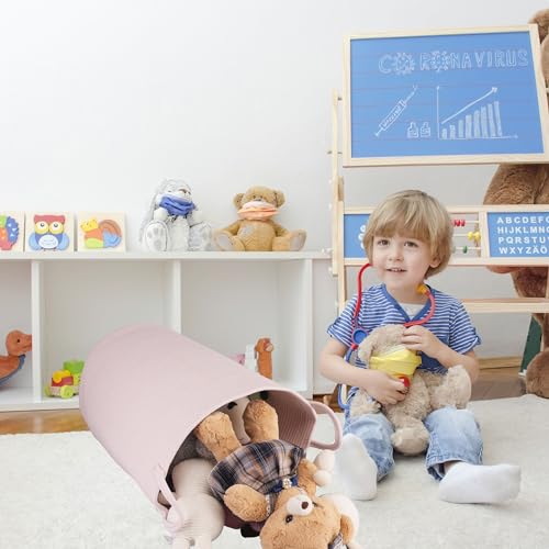 Image of XUANGUO Cotton Rope Laundry Basket Hamper for Clothes Large Light Pink