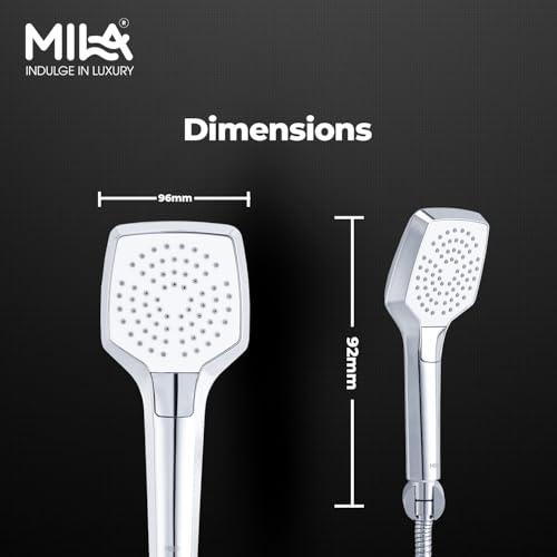 Image of Mila Vista 4-Function Hand Shower | Inner, 1st Outer, 1st & 2nd outer Spray & Full Spray Modes | Chrome Finish | Modern Design | Includes 1.5m Hose, Bracket & Installation Kit (96x92mm)