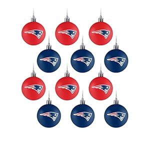 FOCO NFL New England Patriots 12 Pack Ball Hanging Tree Holiday Ornament Set12 Pack Ball Hanging Tree Holiday Ornament Set, Team Color, One Size