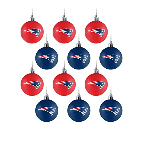 FOCO NFL New England Patriots 12 Pack Ball Hanging Tree Holiday Ornament Set12 Pack Ball Hanging Tree Holiday Ornament Set, Team Color, One Size