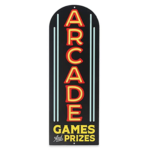 Arcade Games and Prizes Arched Metal Sign - Vintage Arcade