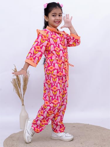 Image of superminis Girls Cotton Abstract /Floral /Striped Print Top And Shorts /Pant Clothing Set
