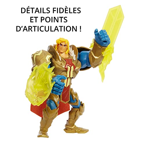 Masters Of The Universe - Musclor et les Maîtres de l’Univers - Figurine Musclor avec Mécanisme d'Attaque, Arme et Bouclier - 14 cm - Cadeau dès 4 ans, HDY37