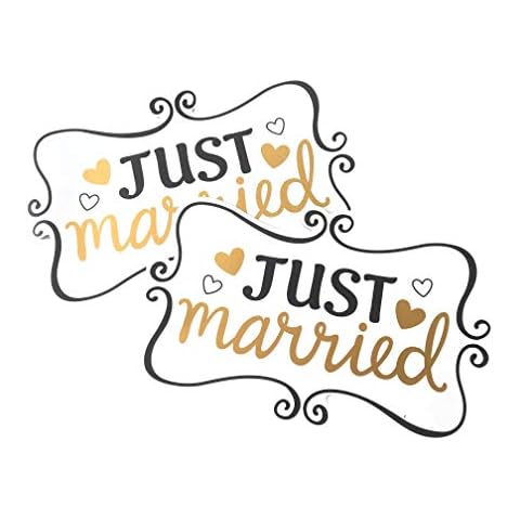 Decorative Car Magnet for Just Married - 2 Pieces, Flexible and Durable Car Sign for Wedding, Honeymoon - Perfect for Vehicle Door, Bumper, Tailgate Cover