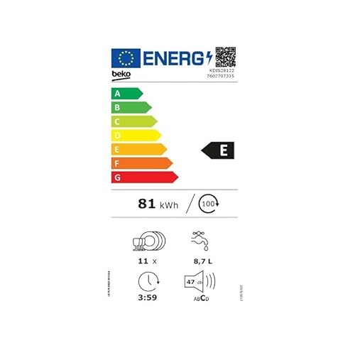 BEKO lave vaisselle tout intégrable 45 cm 47 dB 11 couverts KDIS28122 - vue 4