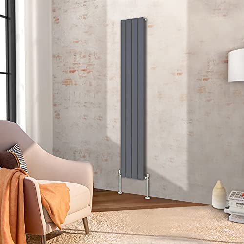 NRG Anthracite Vertical Designer Radiator Single Column Flat Panel Bathroom Central Heating Rads for Living Room and Kitchen 1600x272mm