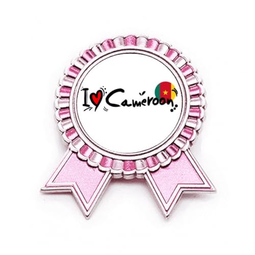 Broche cœur I Love Cameroun en métal rose pour porter votre fierté avec style