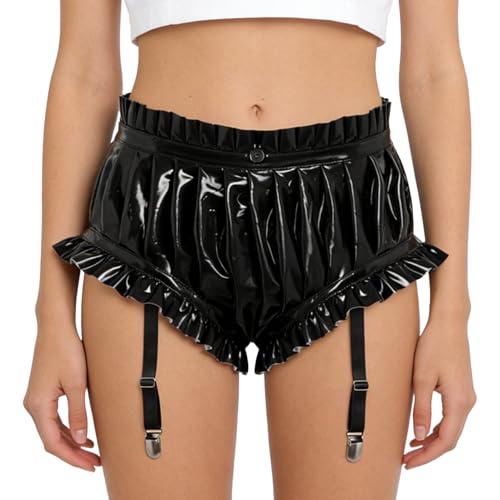 Calzoncillos cuero PU aspecto mojado para noches especiales y conjuntos de lencería