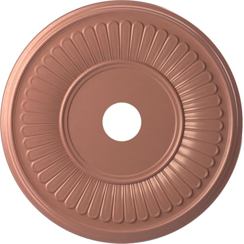 Image of Ekena Millwork CMP22BEFCP Berkshire Thermoformed PVC Ceiling Medallion (Fits Canopies up to 10 1 /8 inch), 22 inchOD x 3 1 /2 inchID x 1 inchP, Universal Pearl Metallic Champagne Pink