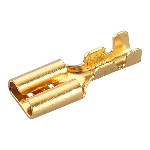Image of Female Spade Quick Splice Crimp Terminals, 4.8mm Non Insulated Crimp Connector, 0.187 Inch, Brass, Pack of 100