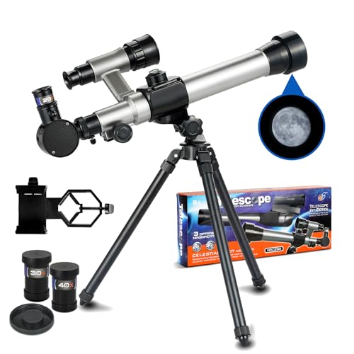 Telescope Astronomy, Teleskop Kinder Teleskop Astronomie mit Stativ Sucherfernrohr und Telefonadapter, 20X 30X 40X Telescope Tragbares Fernrohr Kinder Teleskop für Kinder, Erwachsene, Anfänger